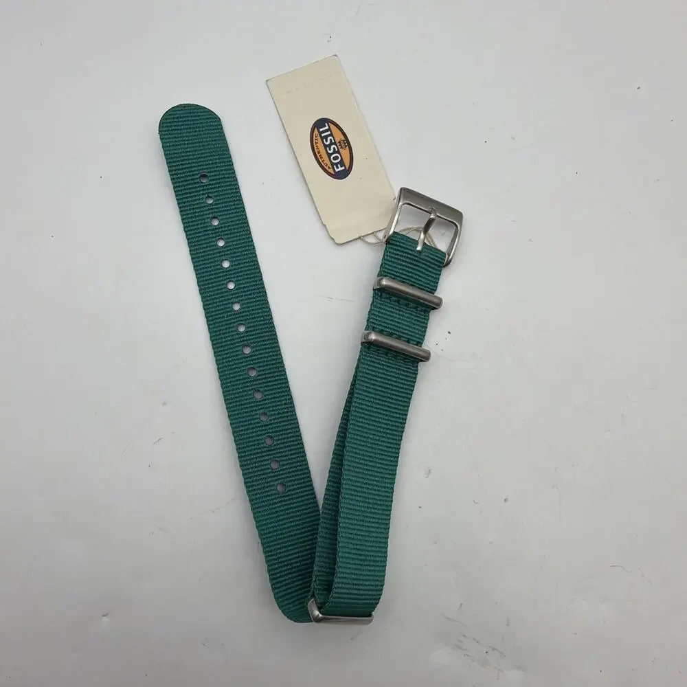 18mm Watch Band Strap Fossil watches smart Turquoise Green Nylon Woven 3 Rings